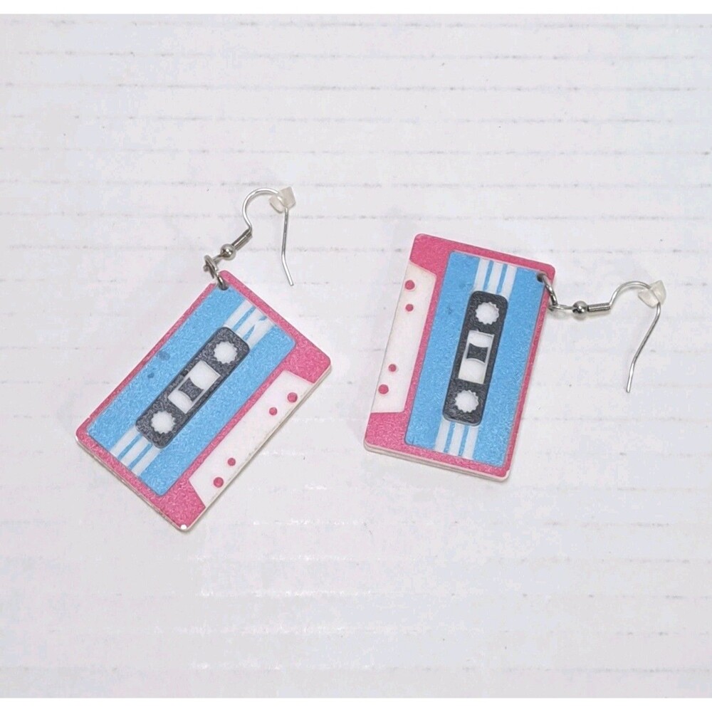 Retro Mixtape Earrings 70s 80s 90s Party Cassette Tape Jewelry Fun Music Themed